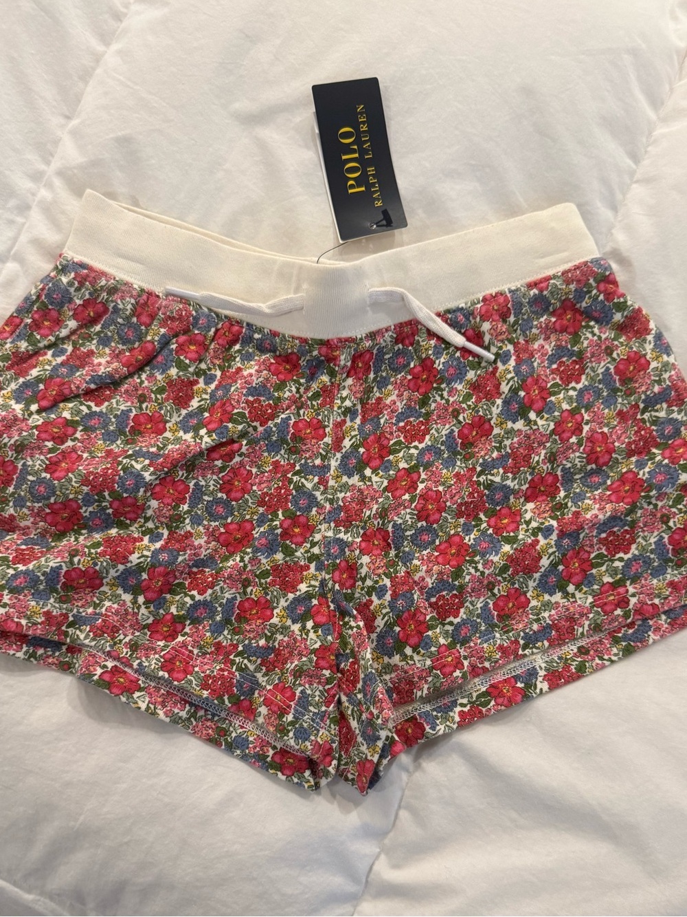 Ralph Lauren Floral Drawstring Athletic Shorts - Pink/Blue/White